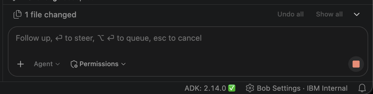 ADK status bar showing ADK 2.14.0 installed