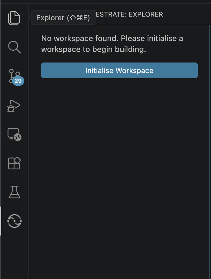 Initialise Workspace button in the watsonx Orchestrate extension panel