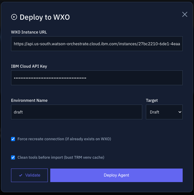 NL2SQL deployment dialog